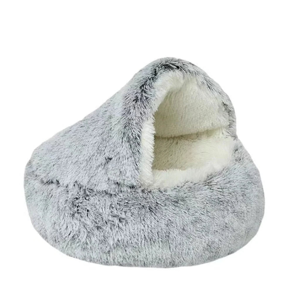 Pet Cave Bed Half-Covered Plush Lining