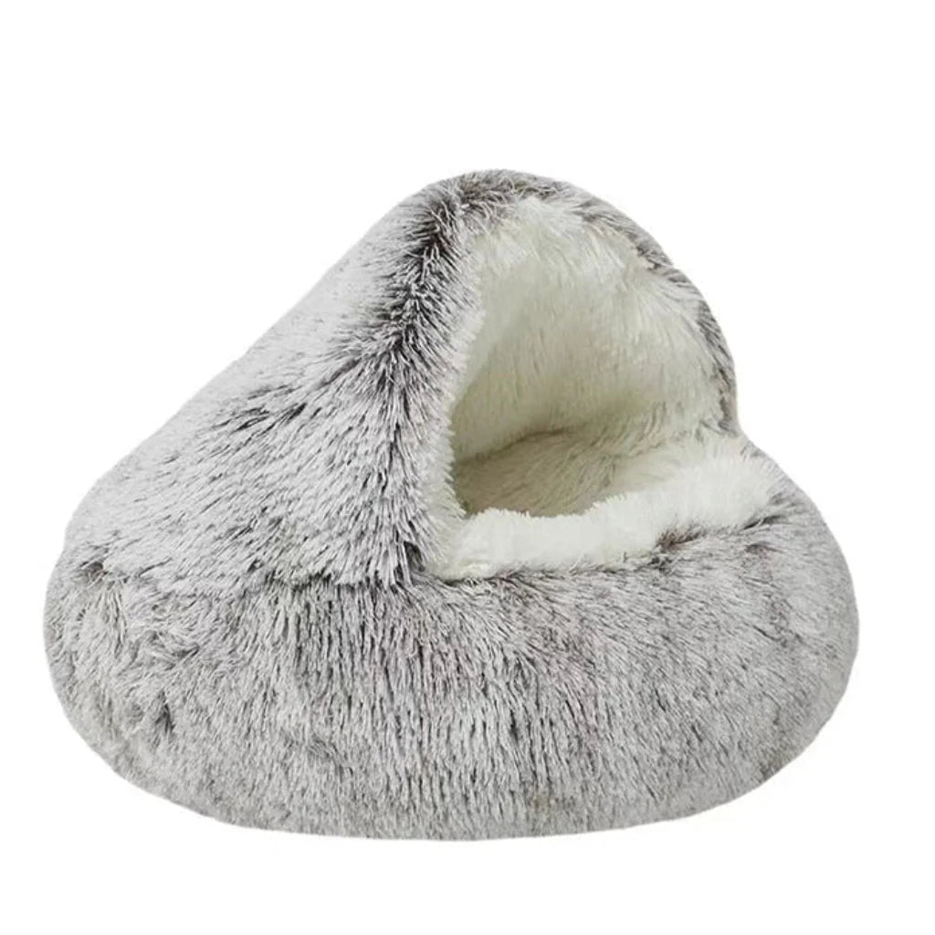 Pet Cave Bed Half-Covered Plush Lining