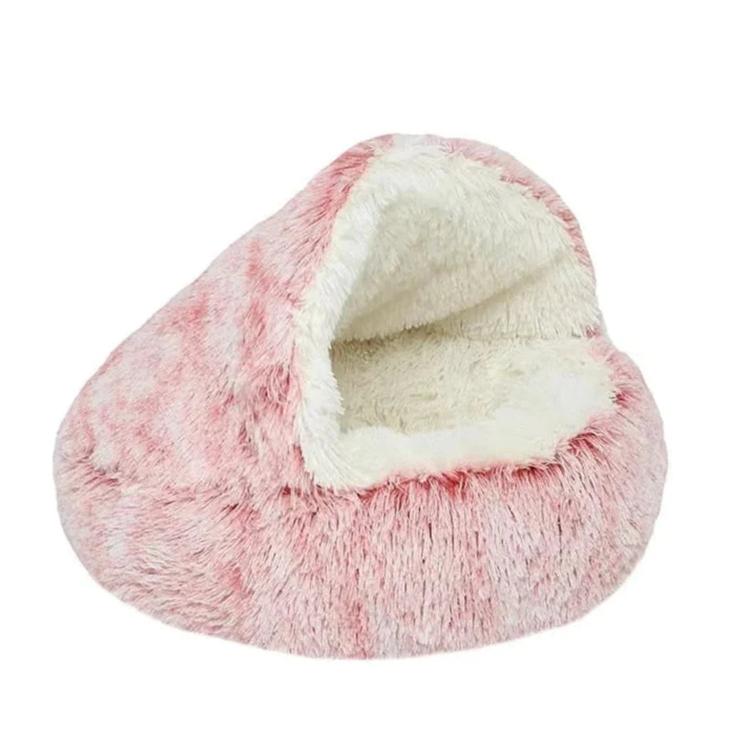 Pet Cave Bed Half-Covered Plush Lining