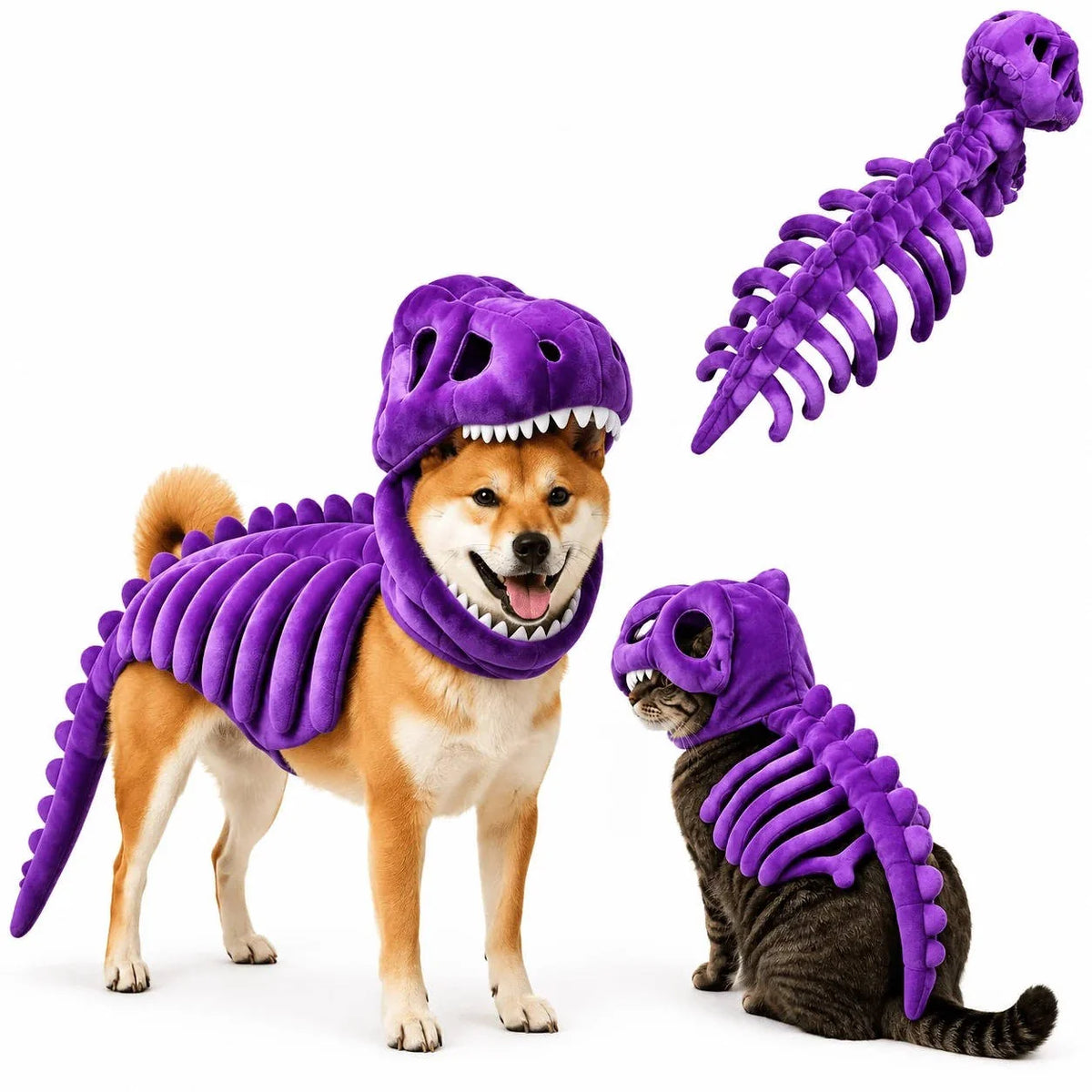 Pet Costume 3D Skeleton Design Machine-Washable Stretch Plush