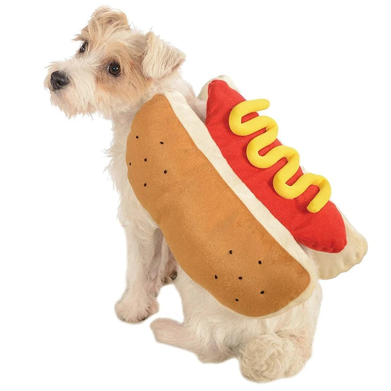 Pet Costume Hot Dog Design Cotton Plush Adjustable Fit