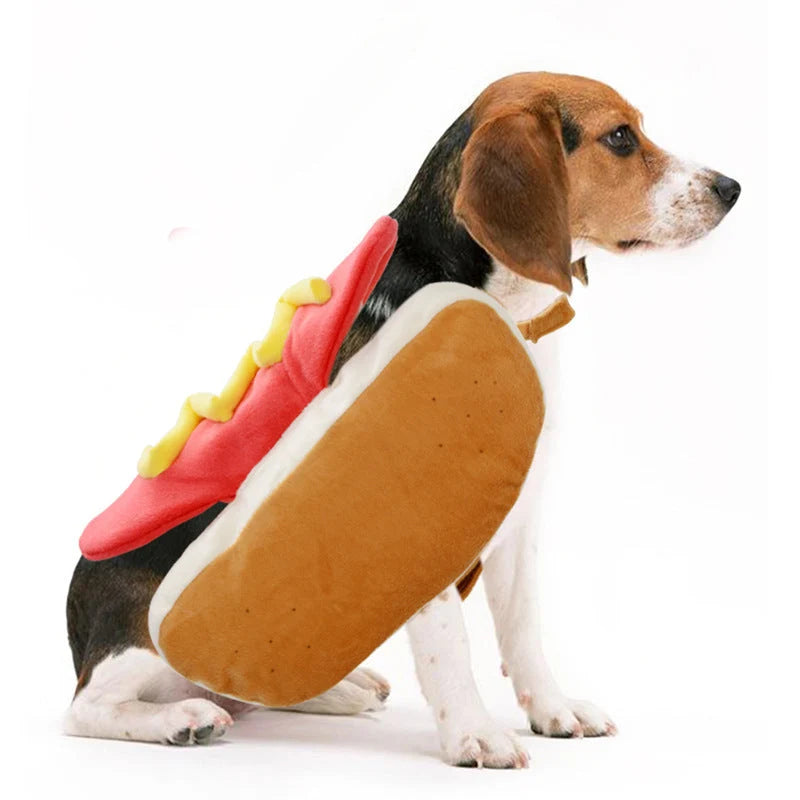 Pet Costume Hot Dog Design Cotton Plush Adjustable Fit