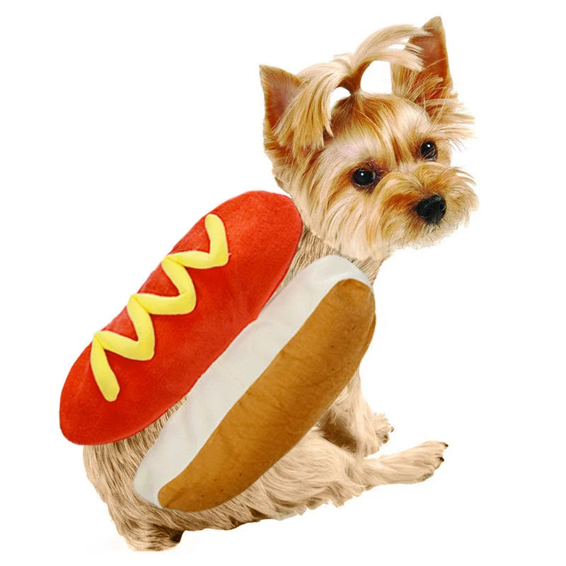 Pet Costume Hot Dog Design Cotton Plush Adjustable Fit