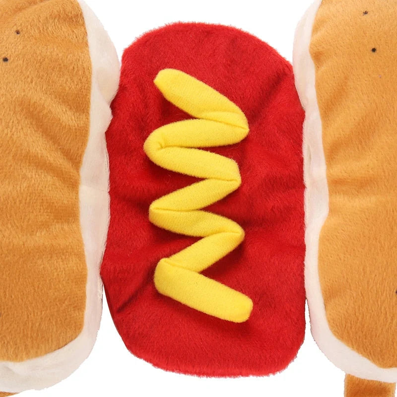 Pet Costume Hot Dog Design Cotton Plush Adjustable Fit