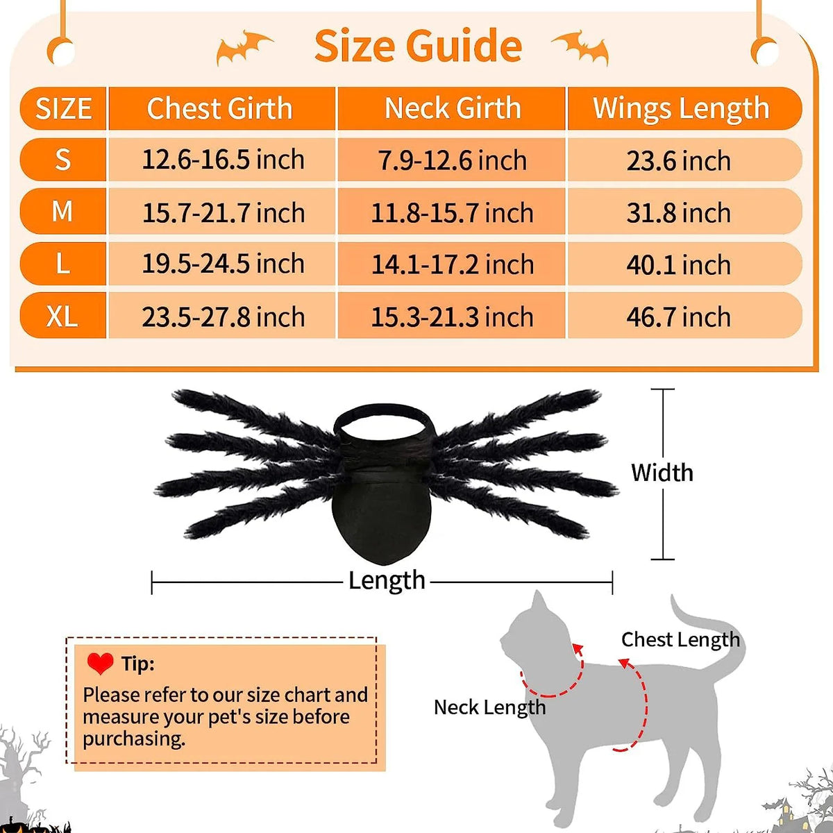 Pet Costume Spider Design Eight Plush Legs Adjustable Velcro