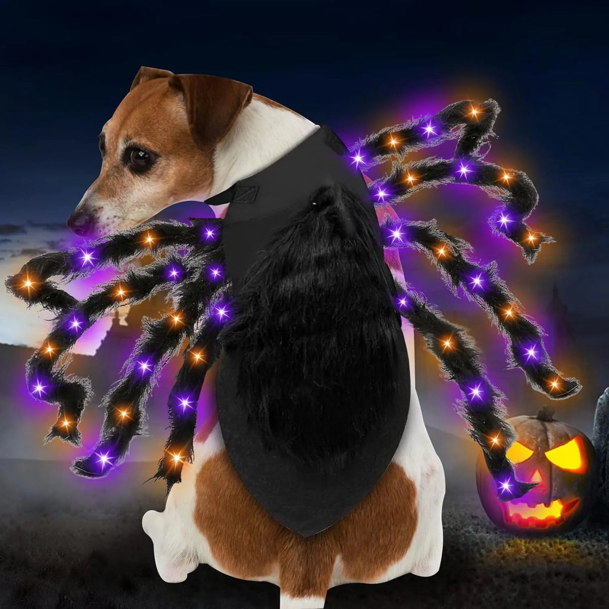 Pet Costume Spider Design Eight Plush Legs Adjustable Velcro
