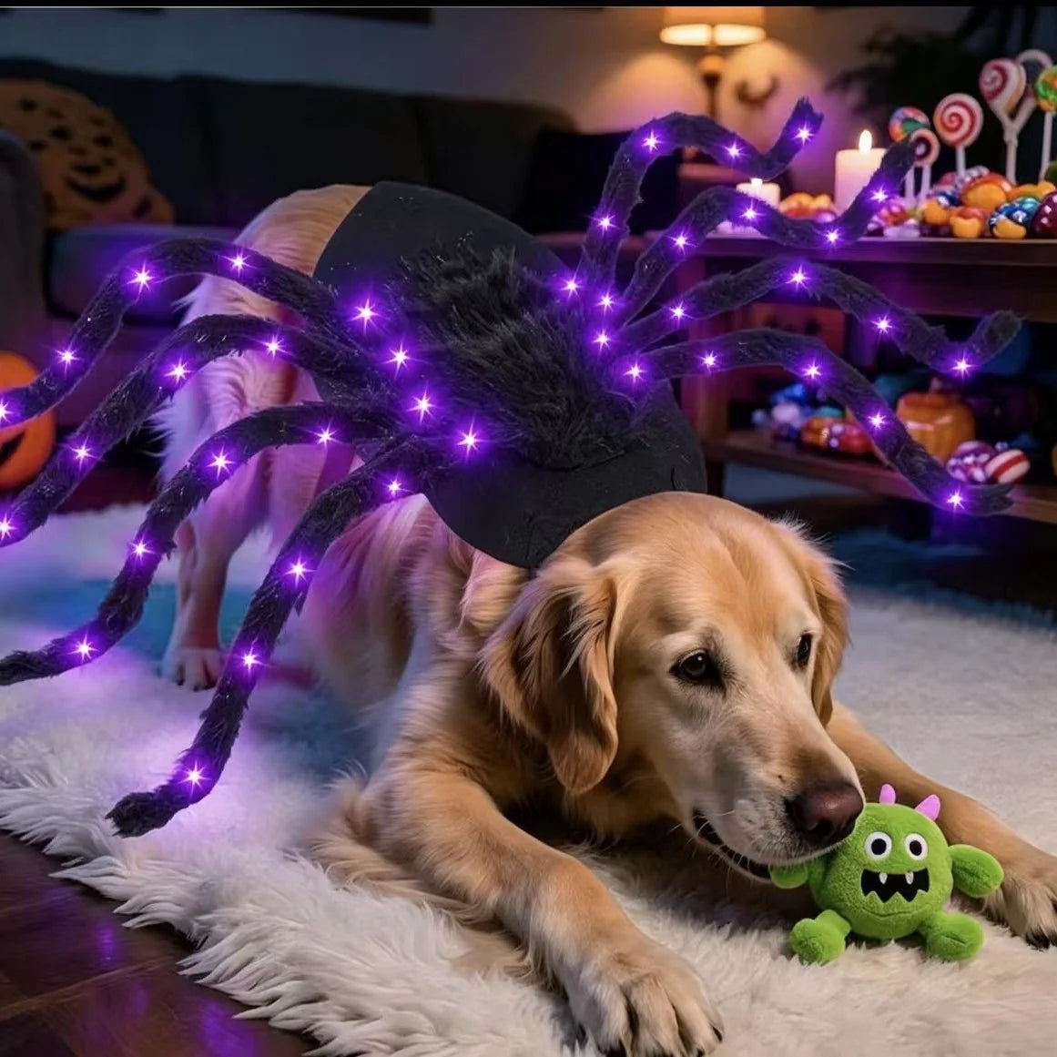 Pet Costume Spider Design Eight Plush Legs Adjustable Velcro