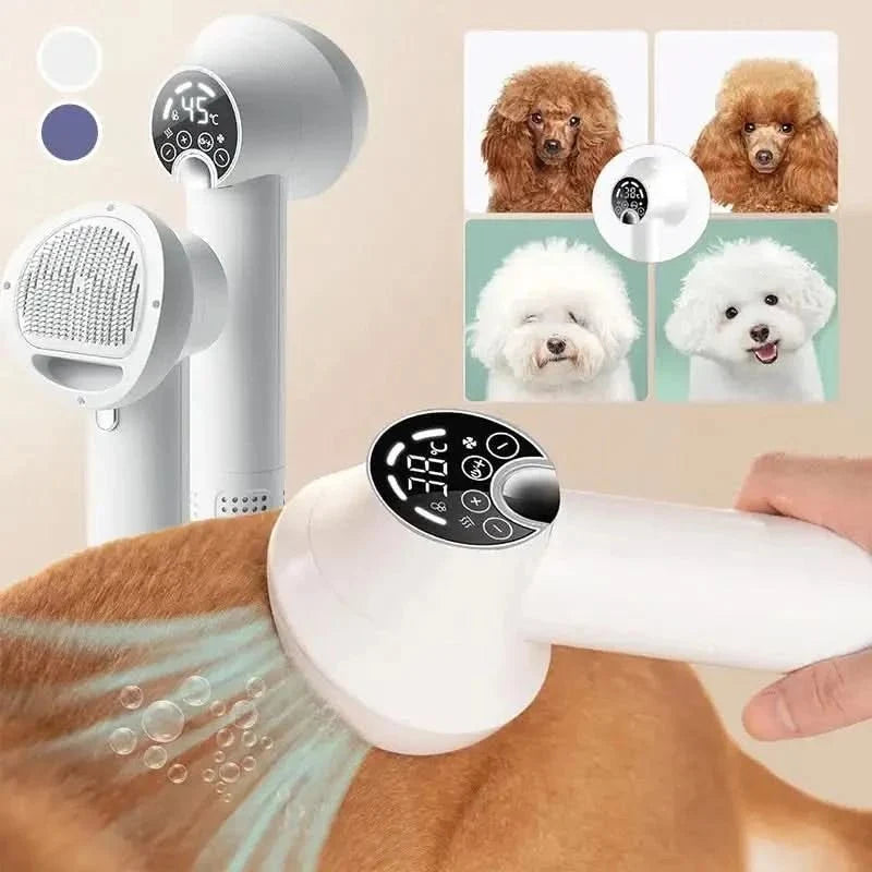 Pet Grooming Dryer Brush Warm Airflow Adjustable Settings