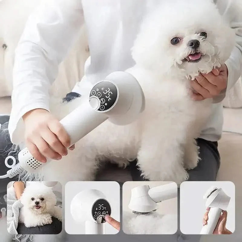 Pet Grooming Dryer Brush Warm Airflow Adjustable Settings