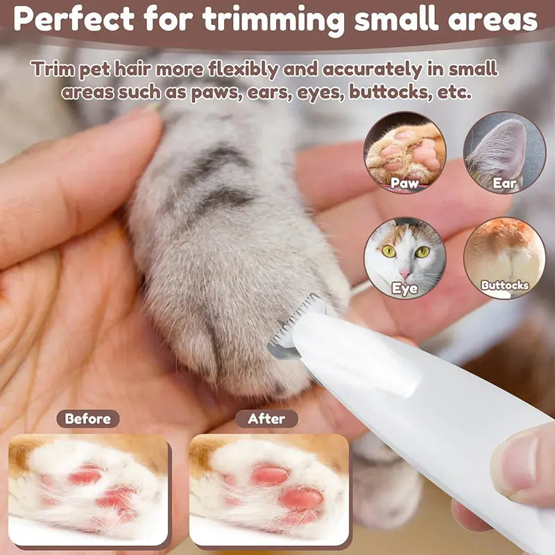 Pet Hair Trimmer Waterproof Rechargeable LED Light