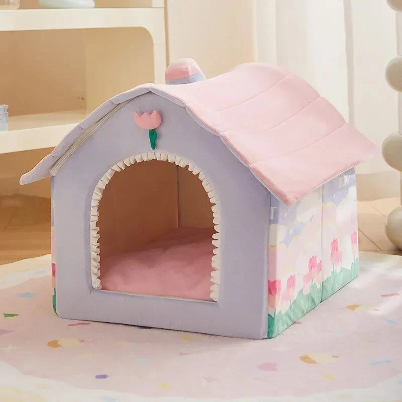 Pet House Plush Foldable Machine-Washable Cover