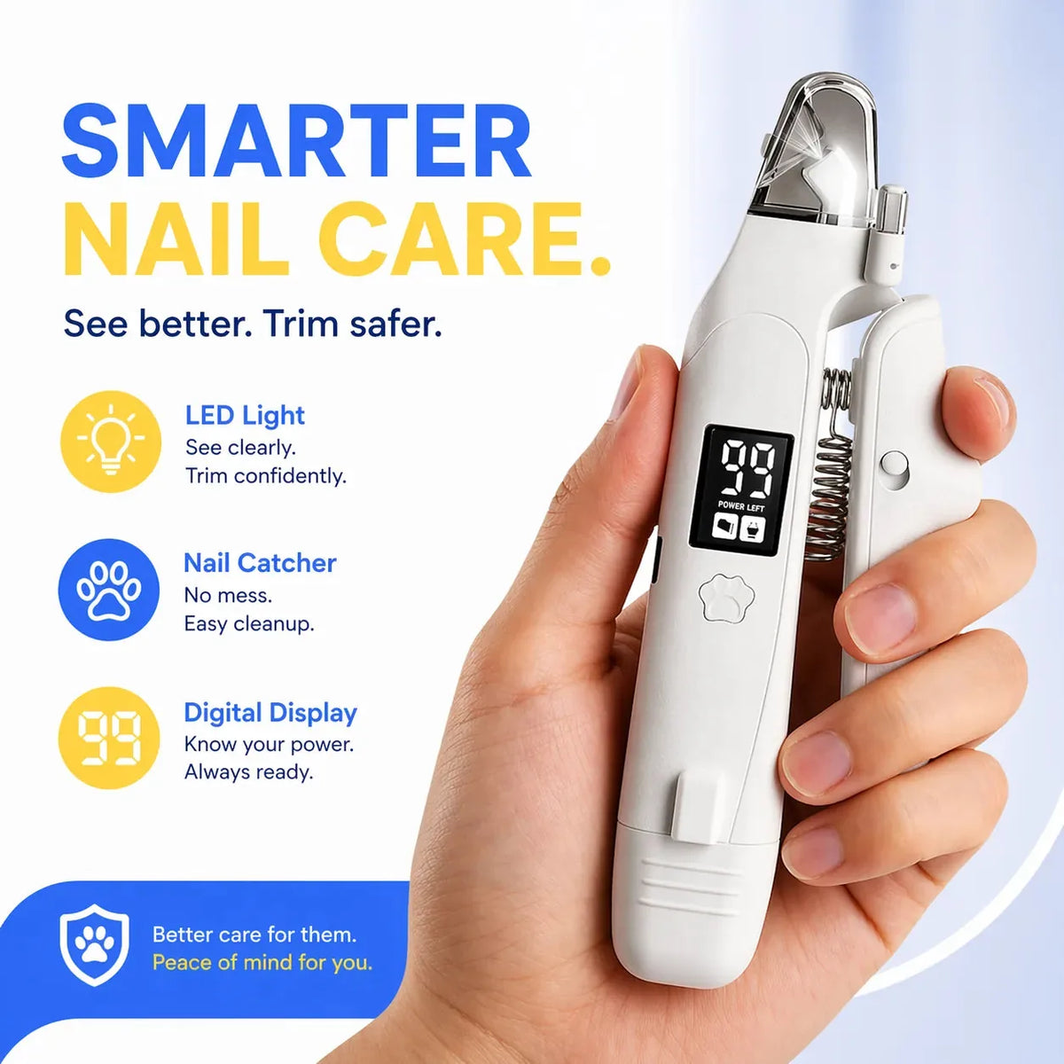 Pet Nail Clipper & Grinder 2-In-1 LED Rechargeable