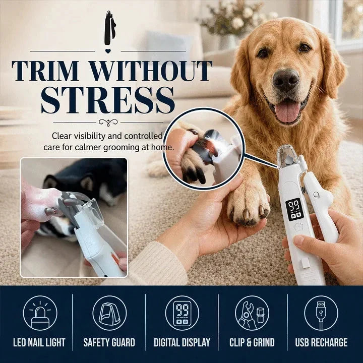 Pet Nail Clipper & Grinder 2-In-1 LED Rechargeable