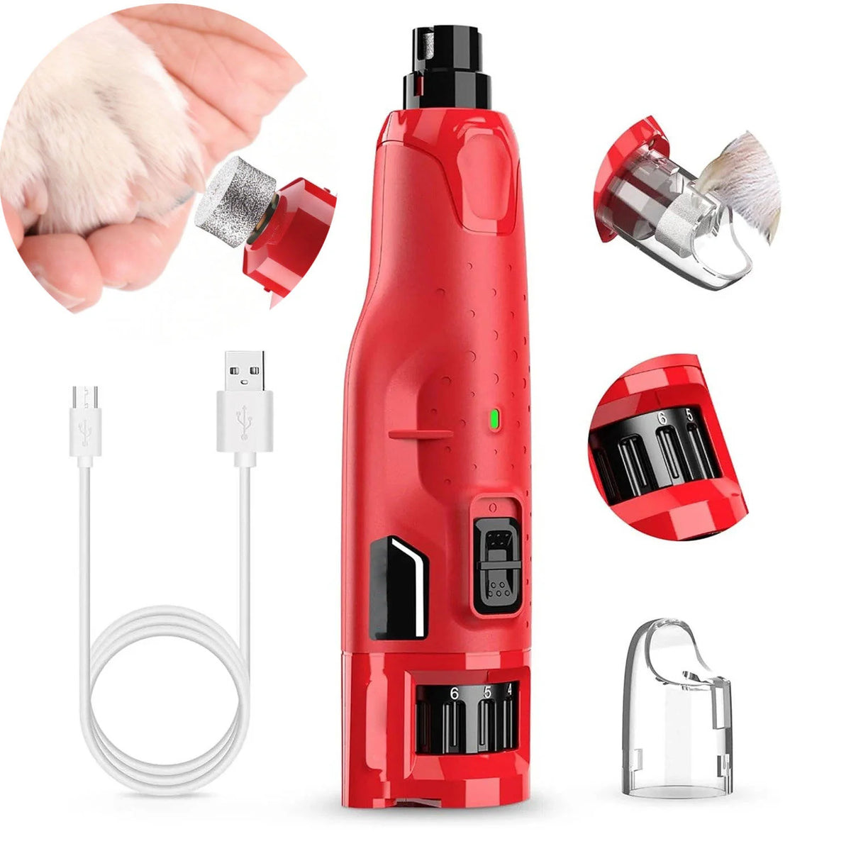 Pet Nail Grinder Dual LED Dustproof Low-Noise