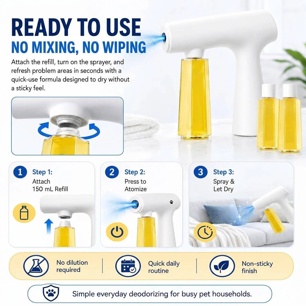 Pet Odor Eliminator Spray Kit Plant-Based Nano Mist