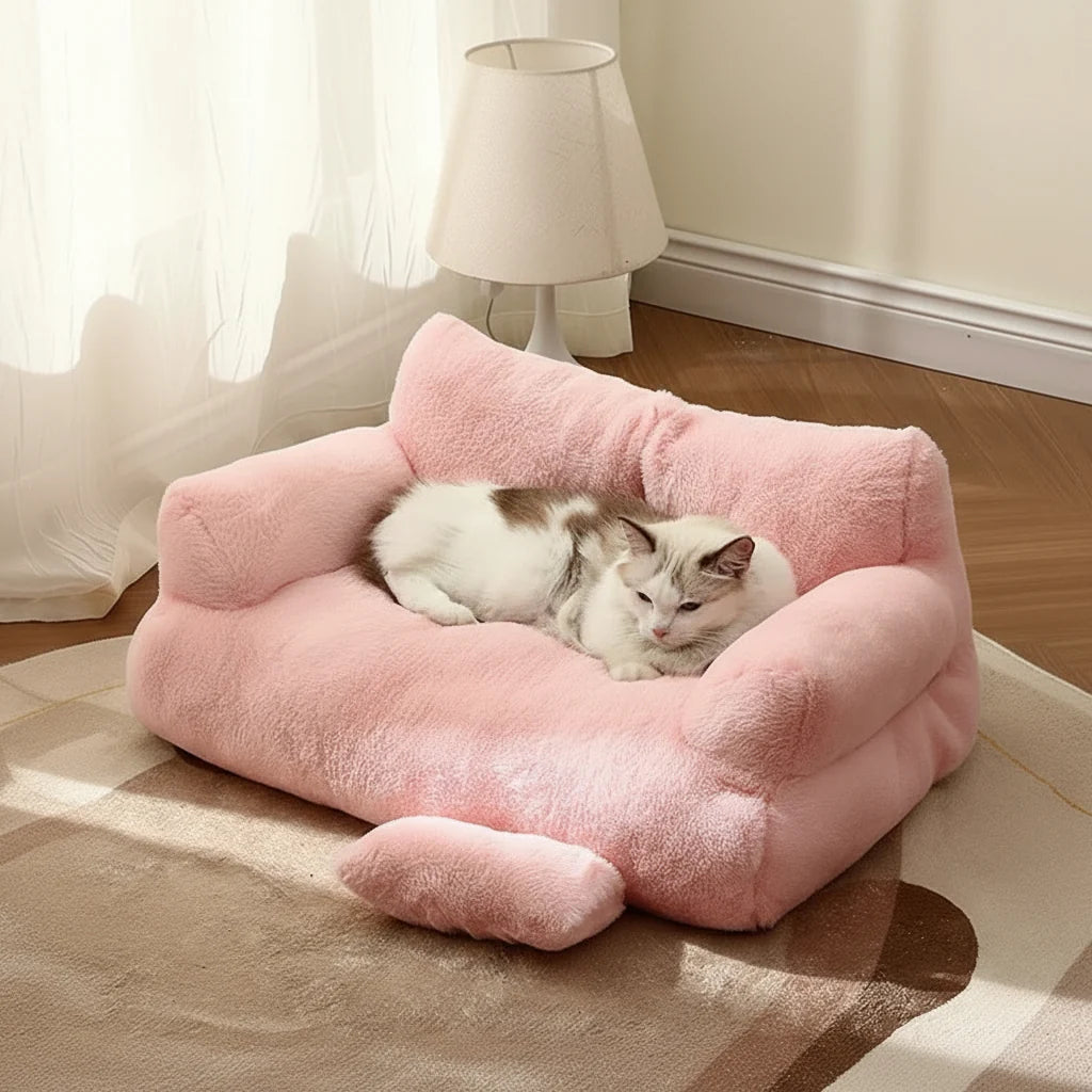 Pet Sofa Ergonomic Raised Edge Removable Machine-Washable Cover