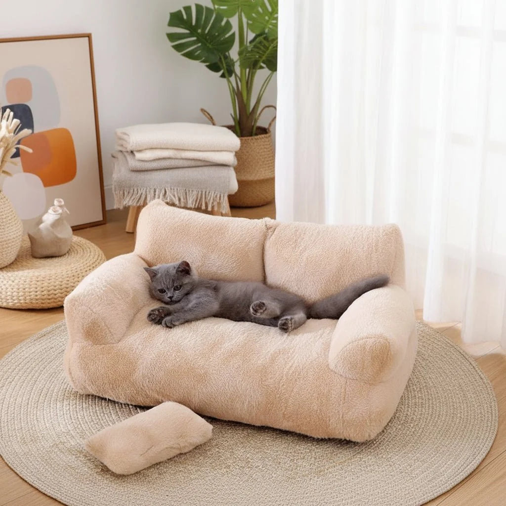 Pet Sofa Ergonomic Raised Edge Removable Machine-Washable Cover