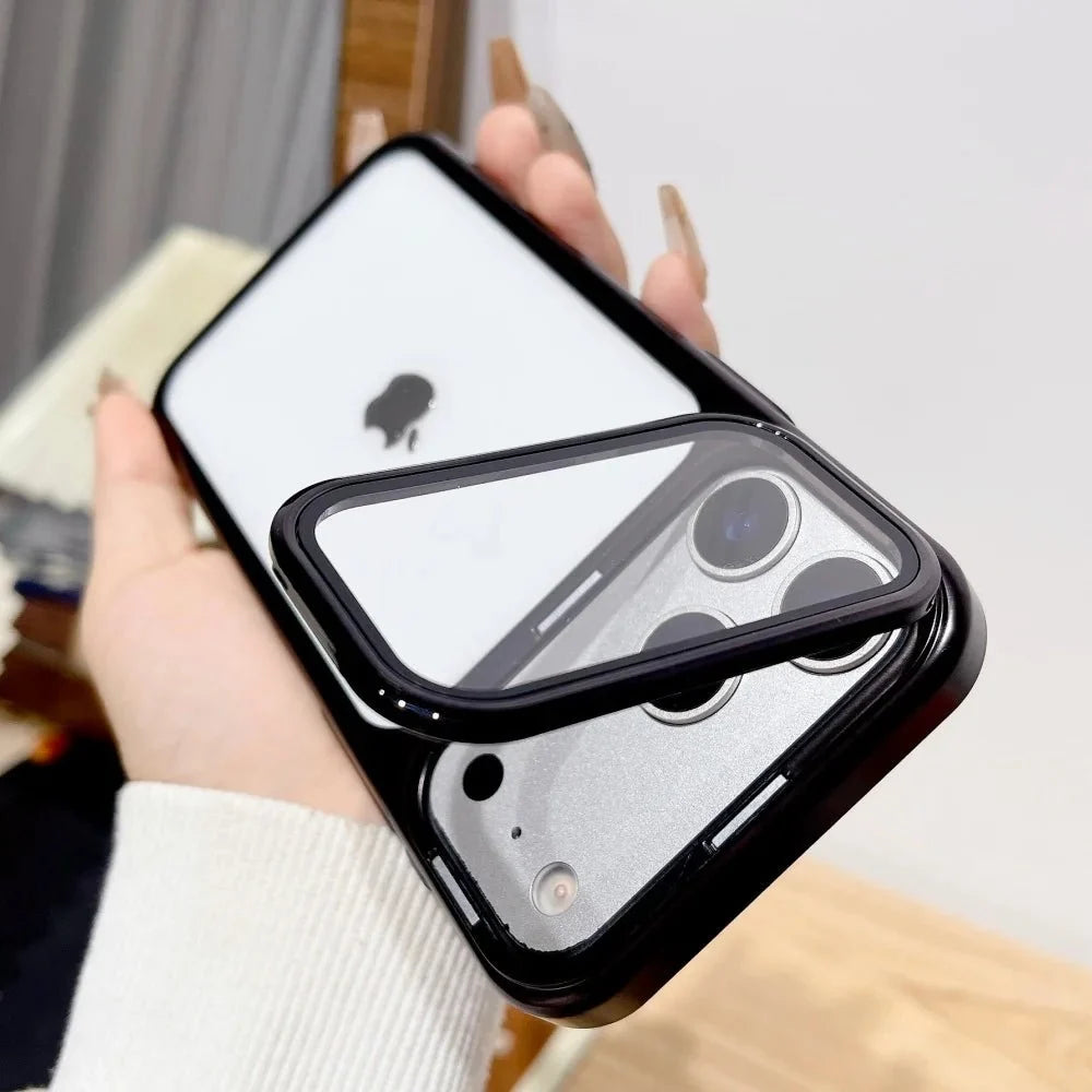 Phone Case Clear Foldable Stand Glass Camera Protection
