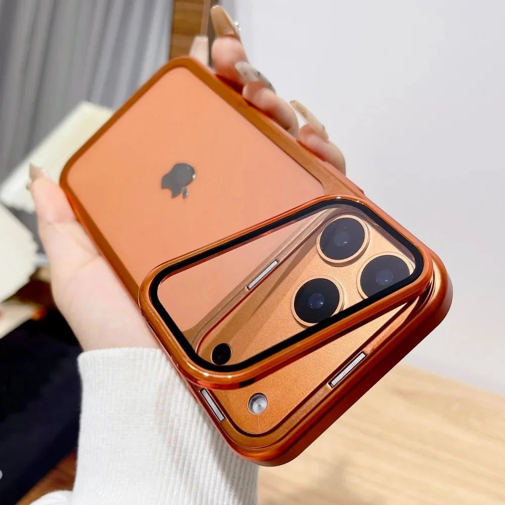 Phone Case Clear Foldable Stand Glass Camera Protection