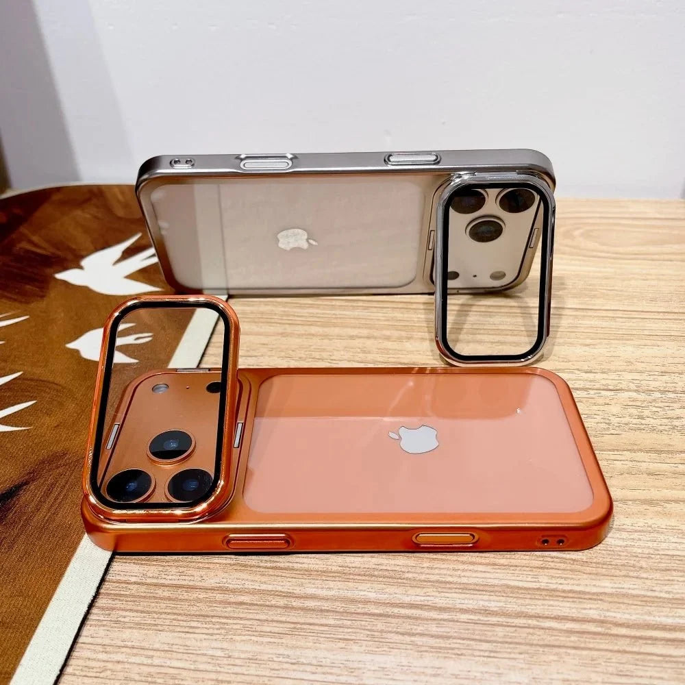 Phone Case Clear Foldable Stand Glass Camera Protection