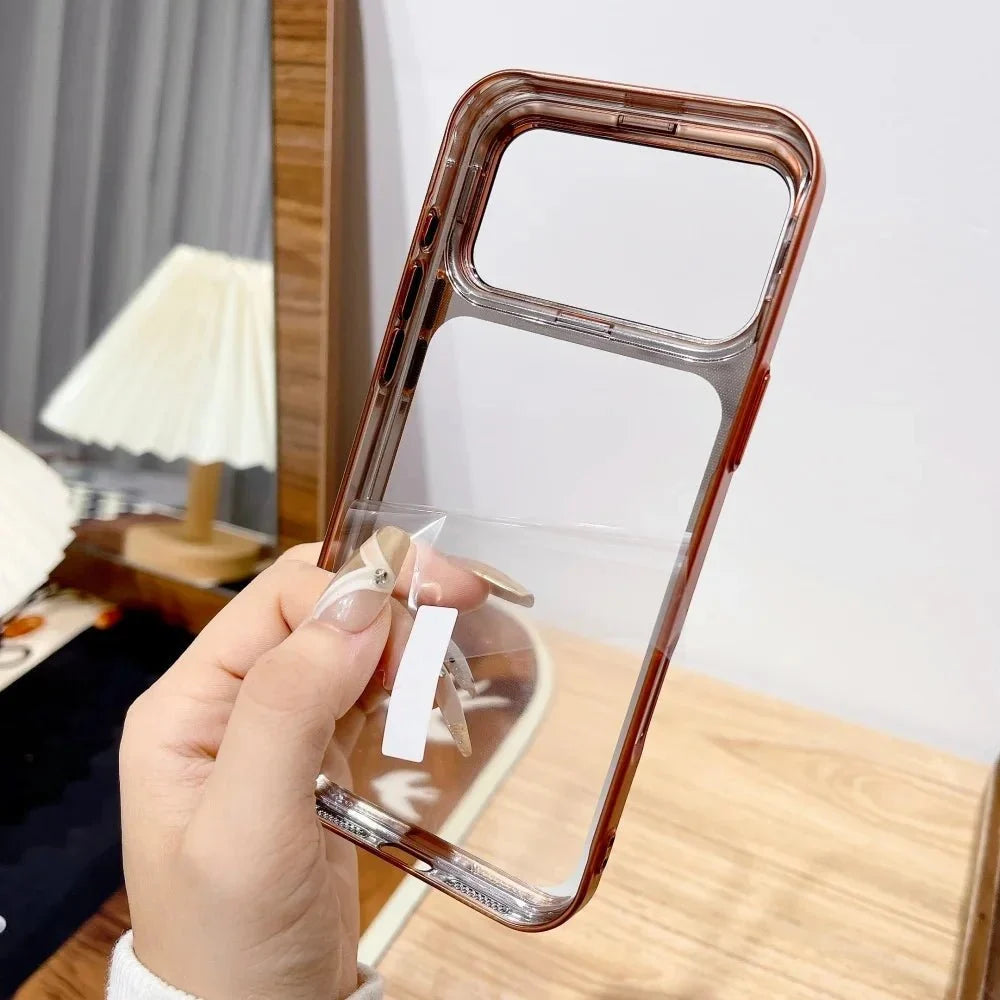 Phone Case Clear Foldable Stand Glass Camera Protection