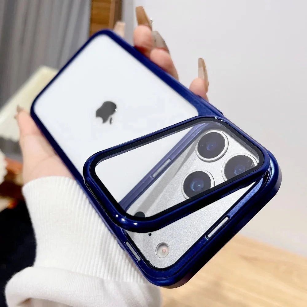 Phone Case Clear Foldable Stand Glass Camera Protection