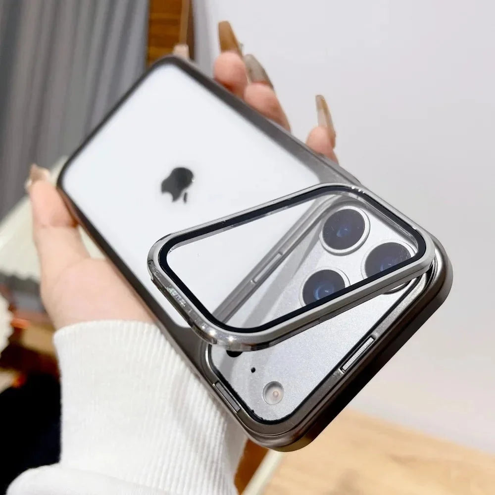 Phone Case Clear Foldable Stand Glass Camera Protection