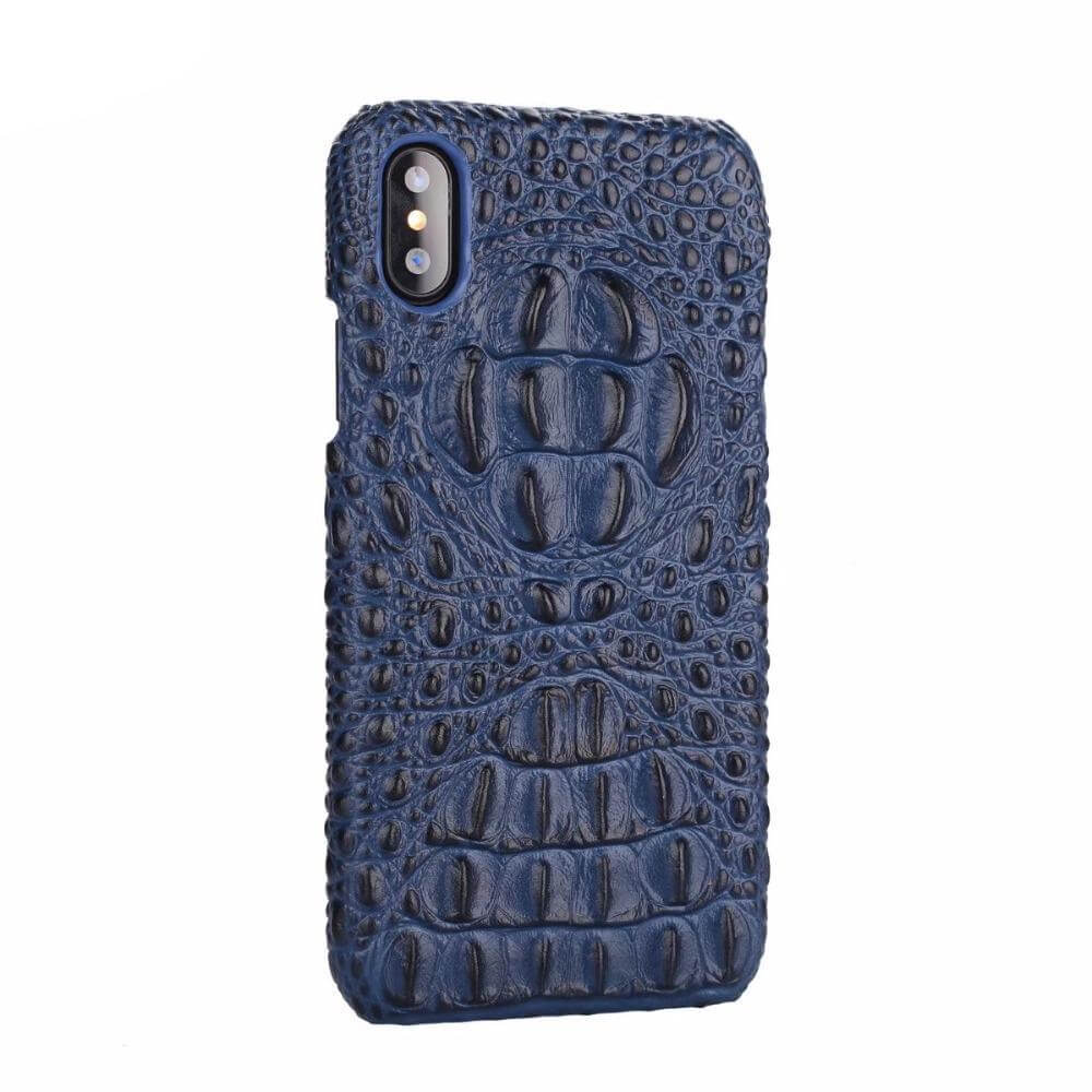 Phone Case Genuine Leather 3D Crocodile Pattern iPhone Compatible