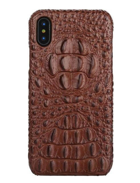Phone Case Genuine Leather 3D Crocodile Pattern iPhone Compatible