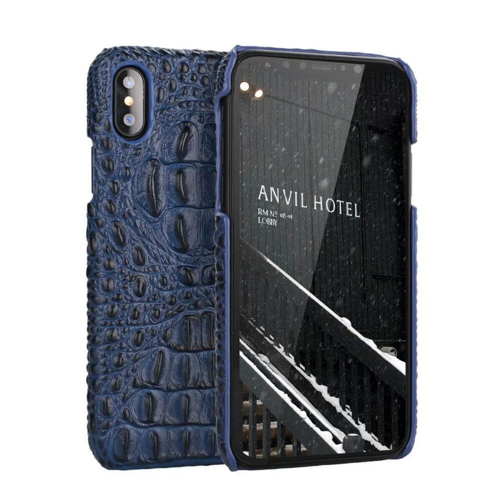 Phone Case Genuine Leather 3D Crocodile Pattern iPhone Compatible