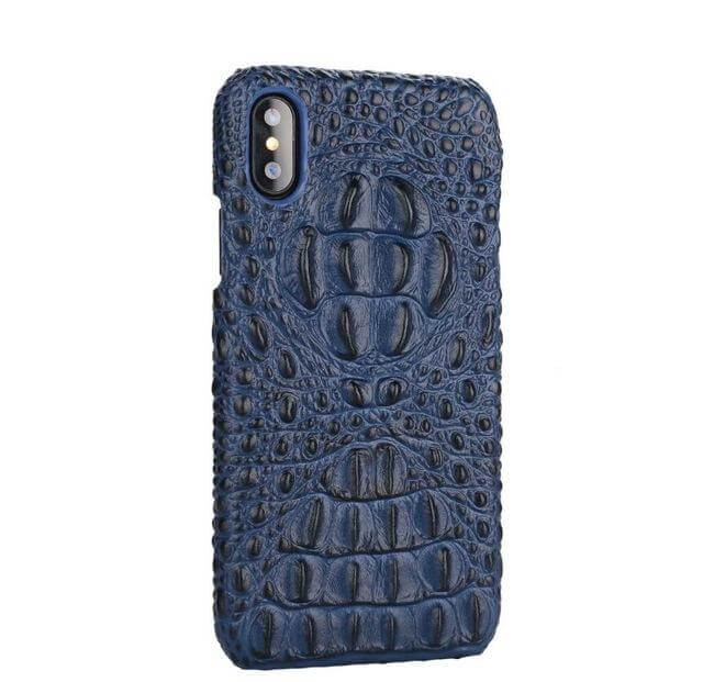 Phone Case Genuine Leather 3D Crocodile Pattern iPhone Compatible