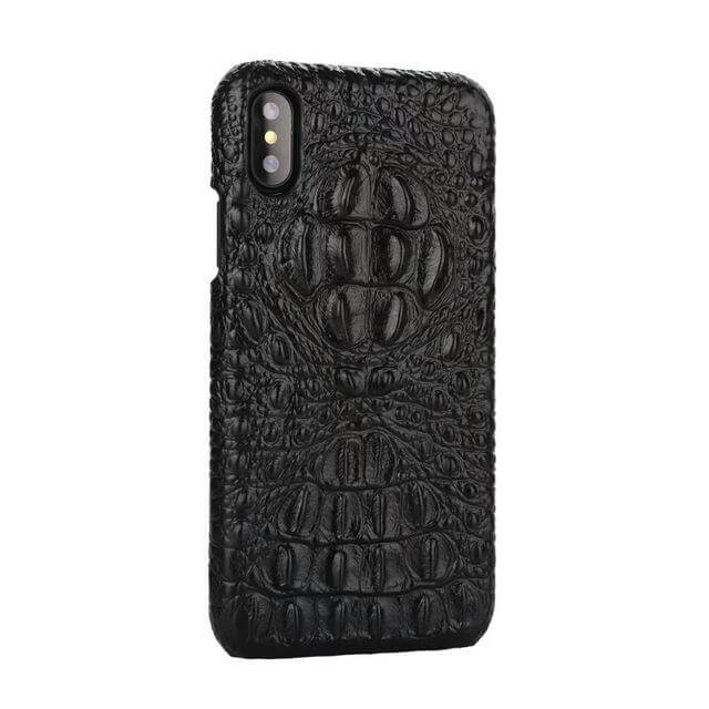 Phone Case Genuine Leather 3D Crocodile Pattern iPhone Compatible