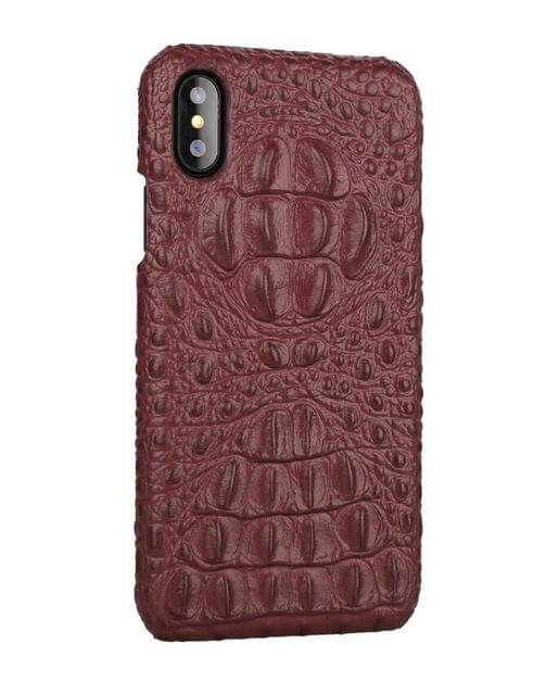 Phone Case Genuine Leather 3D Crocodile Pattern iPhone Compatible
