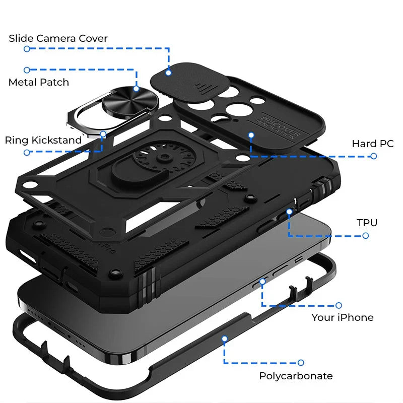 Phone Case Magnetic Kickstand Sliding Camera Coverલ