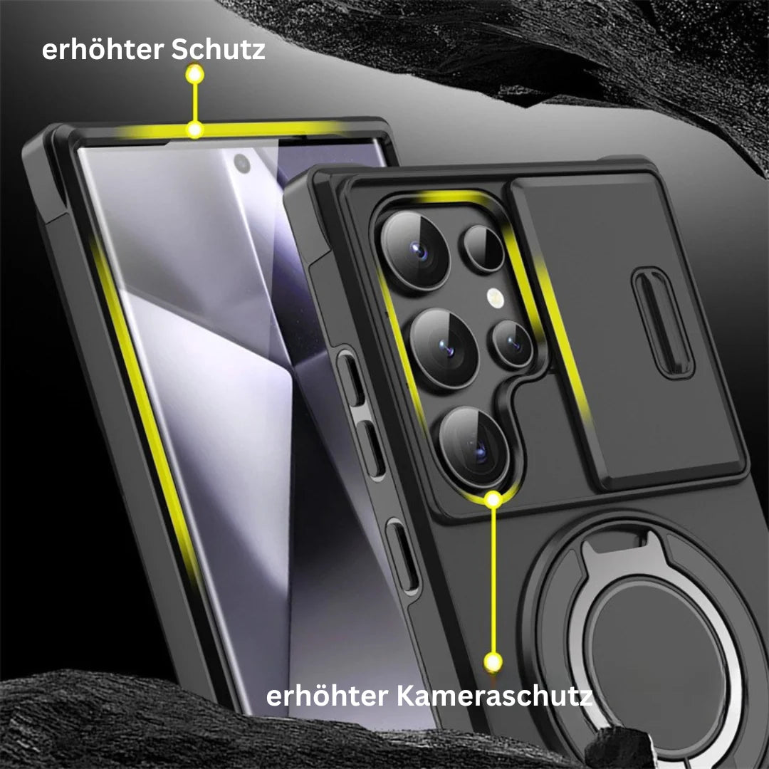 Phone Case Shock-Absorbing Sliding Camera Cover Rotating Ring Stand