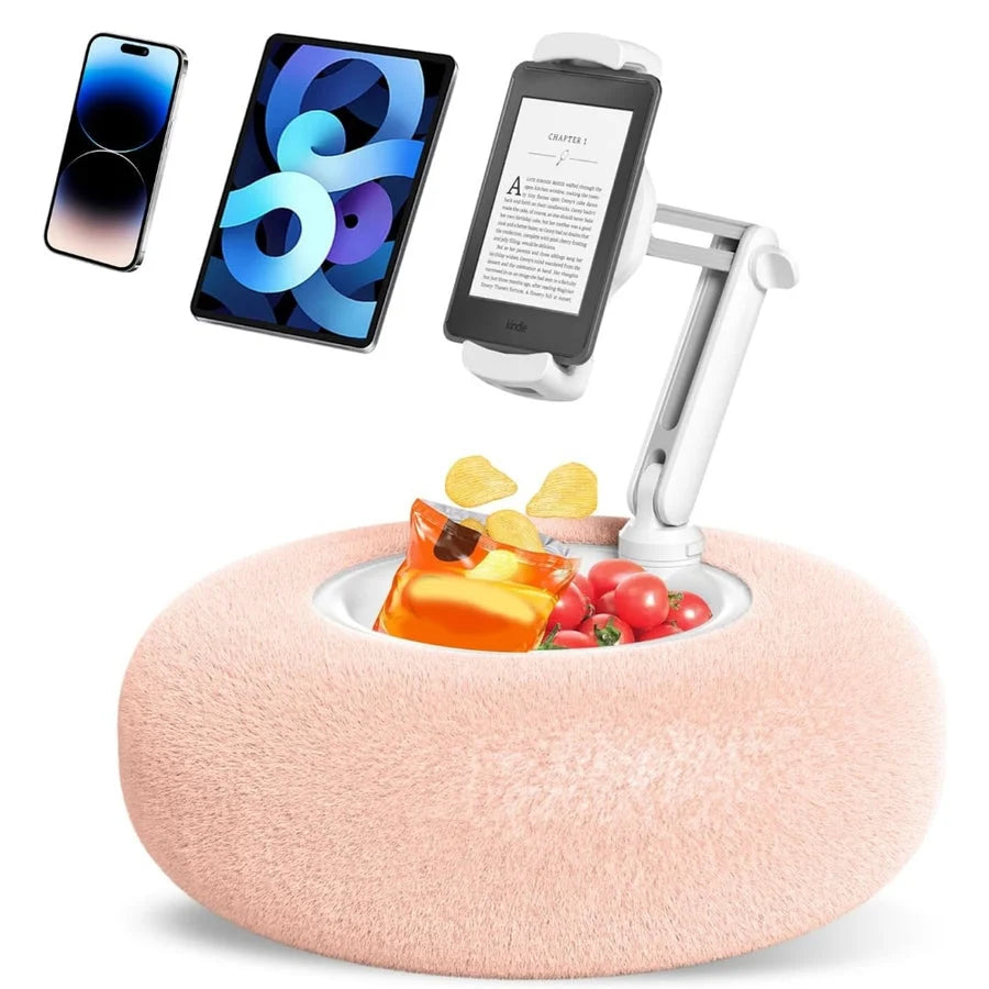 Phone Holder Pillow Plush Ergonomic Spill-Resistant Snack Bowl