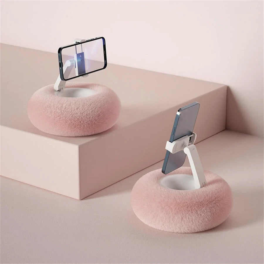 Phone Holder Pillow Plush Ergonomic Spill-Resistant Snack Bowl