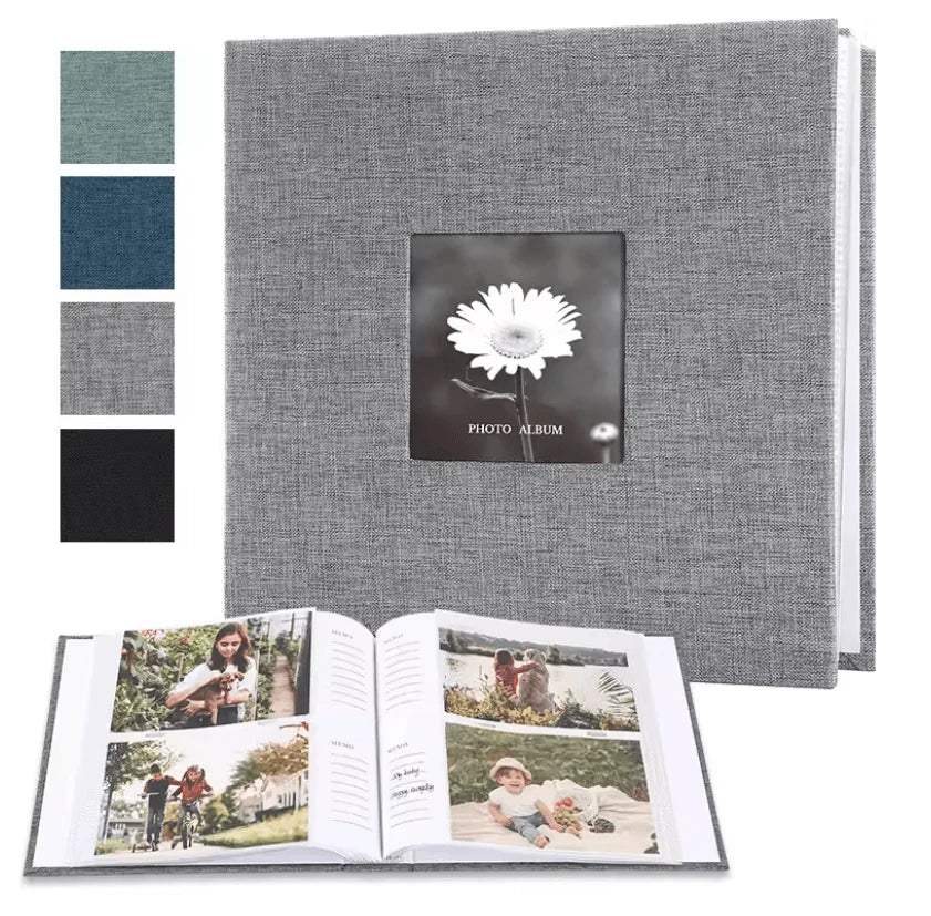 Photo Album Linen Cover Writable Acid-Free Pages