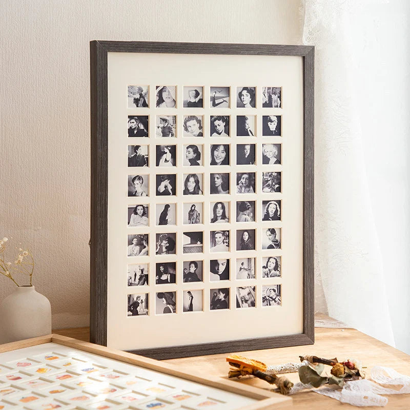Photo Collage Frame Multi-Compartment Wall-Mounted With Mixed Photo Sizes