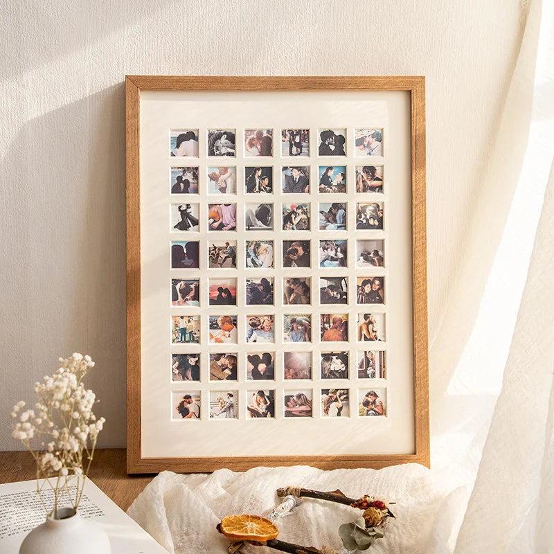 Photo Collage Frame Multi-Compartment Wall-Mounted With Mixed Photo Sizes