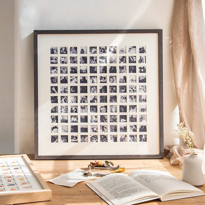 Photo Collage Frame Multi-Compartment Wall-Mounted With Mixed Photo Sizes