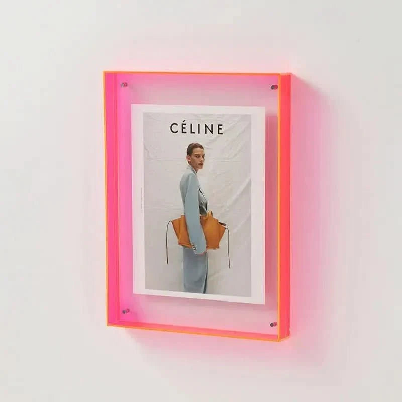 Photo Frame Transparent Acrylic Floating Effect Colorful Design