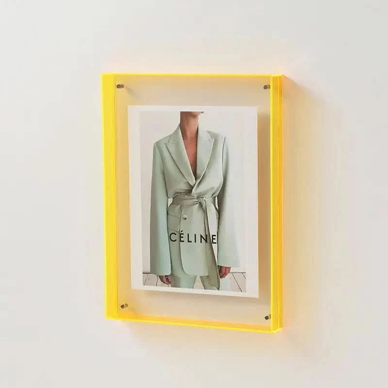 Photo Frame Transparent Acrylic Floating Effect Colorful Design