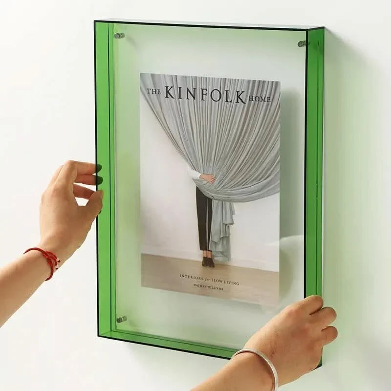 Photo Frame Transparent Acrylic Floating Effect Colorful Design