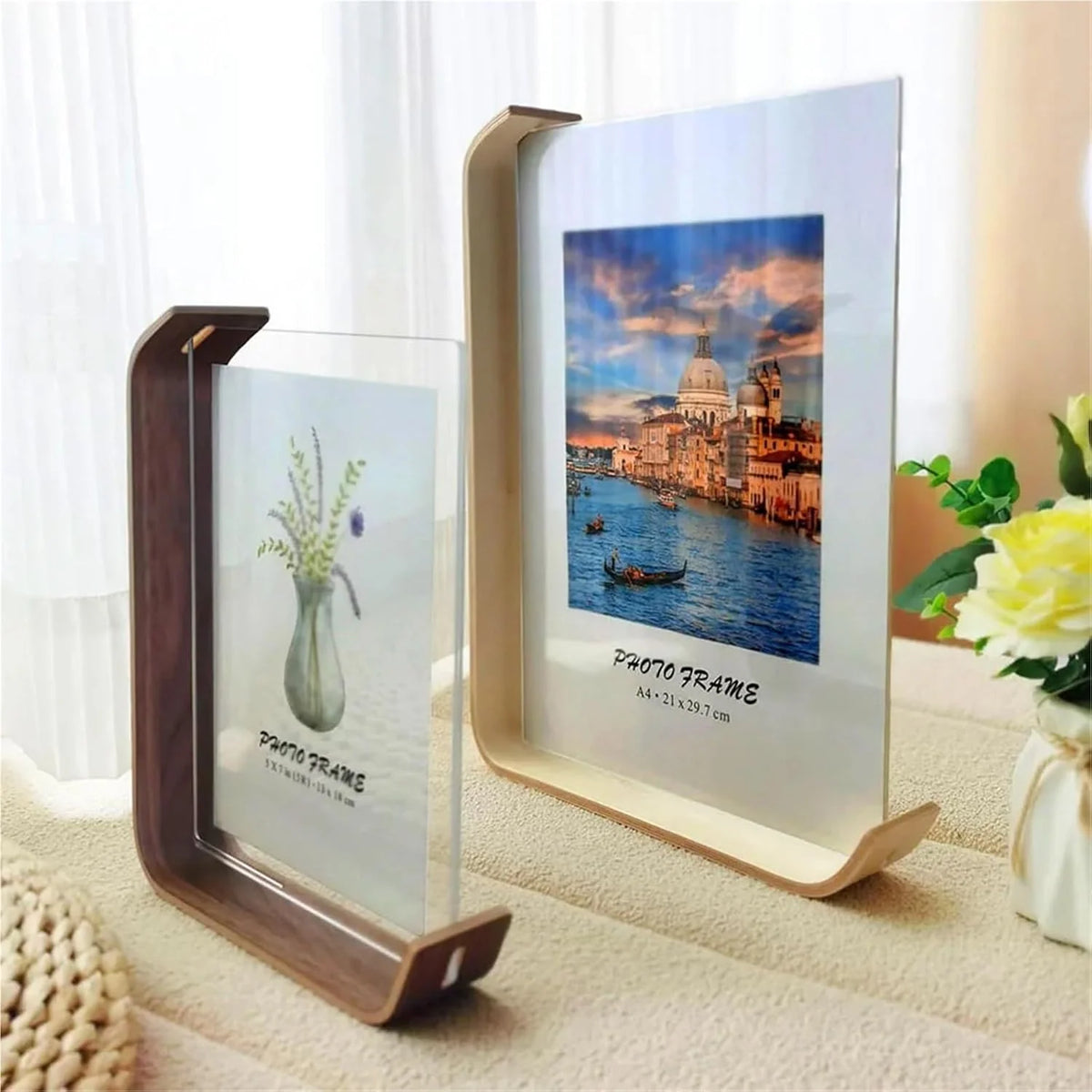 Picture Frame Double-Sided Wood & Acrylic Tabletop Display