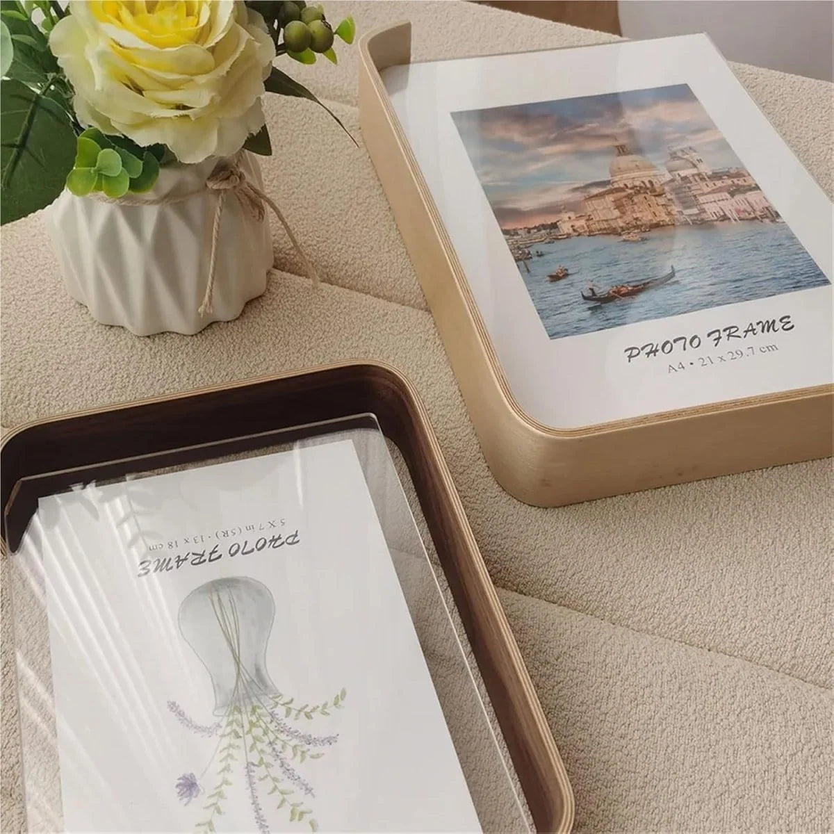 Picture Frame Double-Sided Wood & Acrylic Tabletop Display