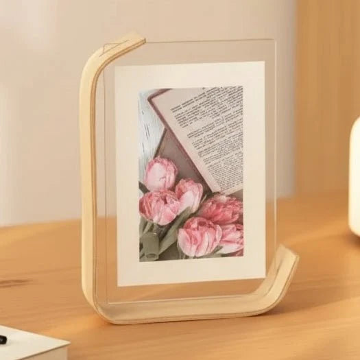 Picture Frame Double-Sided Wood & Acrylic Tabletop Display