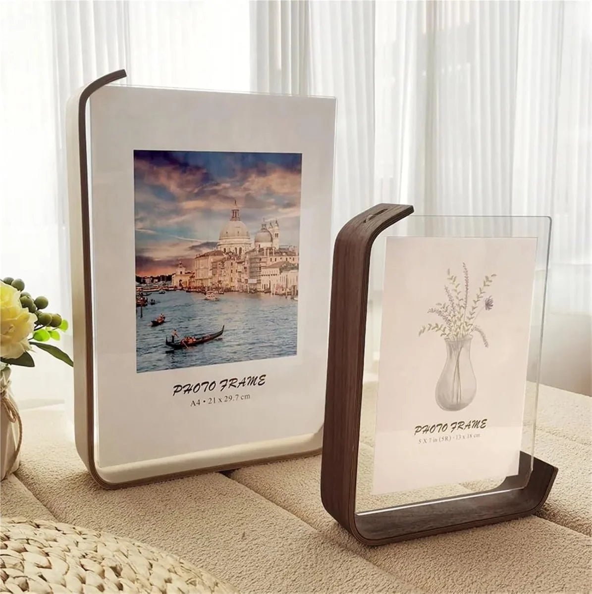 Picture Frame Double-Sided Wood & Acrylic Tabletop Display