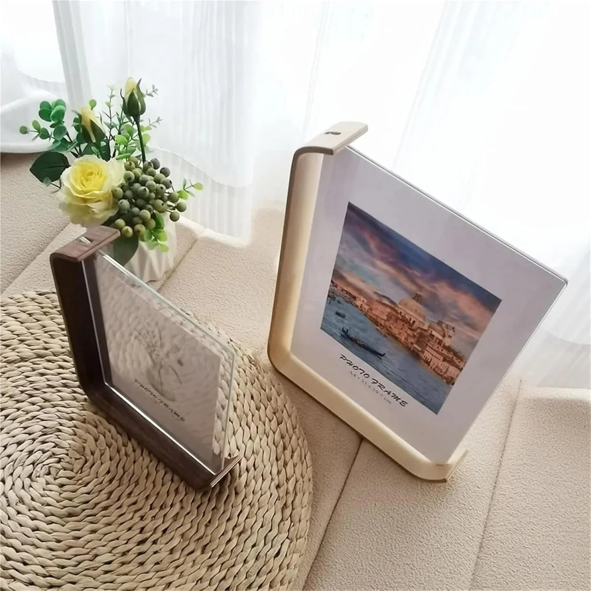 Picture Frame Double-Sided Wood & Acrylic Tabletop Display