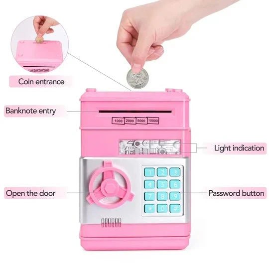 Piggy Bank Automatic Bill Intake Key & Code Lock